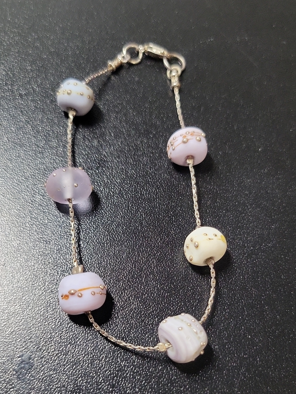 925 Delicate Pastel Glass Bead Bracelet by